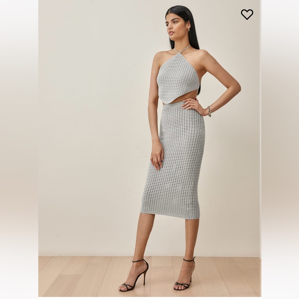 REFORMATION Circa Open Knit set Grey Small